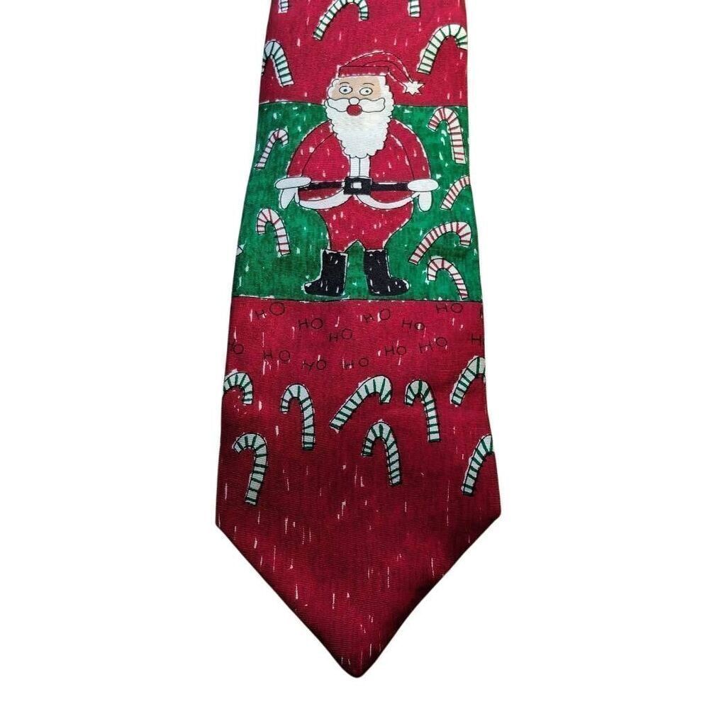 Santa Claus Candy Cane Christmas Tie